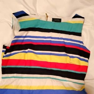 Tahari, linen material, colorful stripped dress size 6